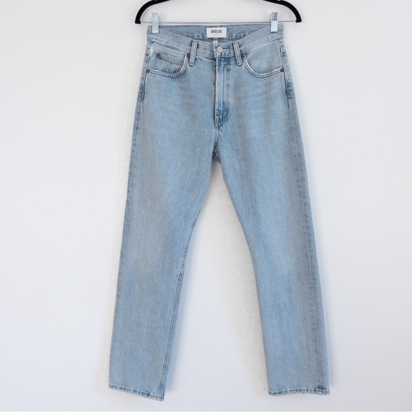 Agolde Mia Straight Leg Light Wash Jeans - Picture 2 of 12